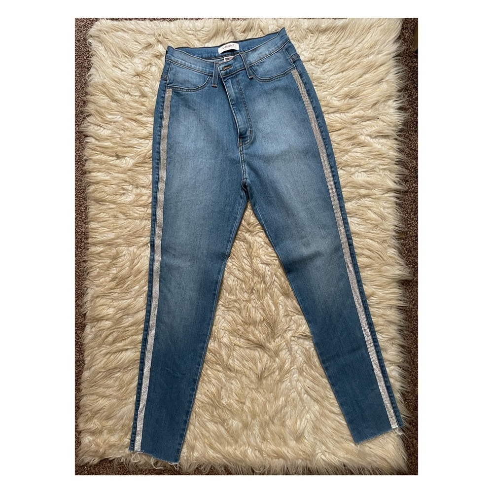 Vibrant jeans with rhinestone detail